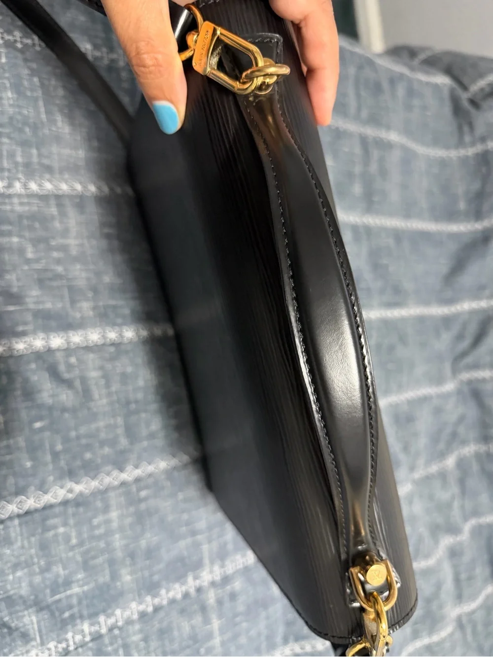 Louis Vuitton Black Epi Leather Monceau Bag